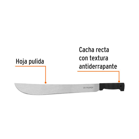 Machete estándar 18' cacha negra inyectada, Truper | T-460-18B | 15865