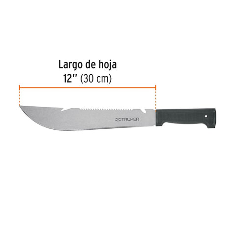 Machete rambo 12', cacha inyectada negra, con funda, TRUPER | T-460-12XB | 15870
