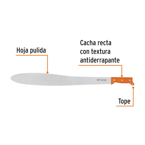Machete Caguayano 24' cacha naranja remachada, Truper | T-1173-24P | 15873
