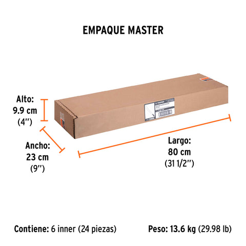 Machete estándar 24' cacha naranja remachada, Truper | T-460-24P | 15888