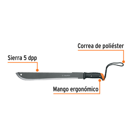 Machete doble filo 18', cacha atornillada, funda de cartón | MACH-18 | 15893