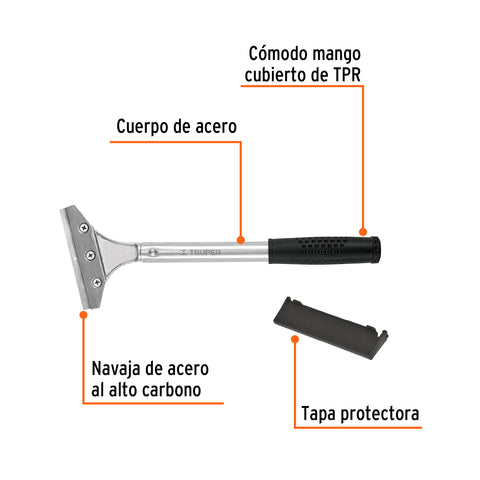 Raspador de acero con mango y cuchilla de 4', TRUPER | RASP-4 | 15962