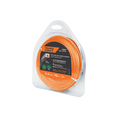 Hilo cuadrado dual p/desbrozadora, 2.4mm x78m,blíster EXPERT | HDU-78-95 | 15965