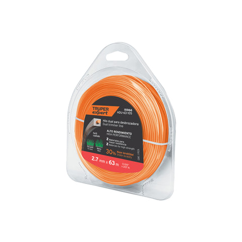 Hilo cuadrado dual p/desbrozadora,2.7mm x 63m,blíster EXPERT | HDU-63-105 | 15966