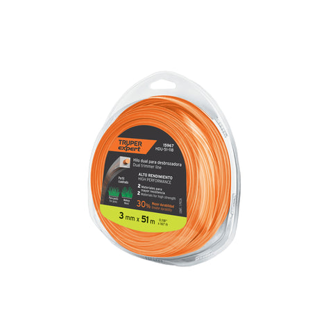 Hilo cuadrado dual p/desbrozadora, 3mm x 51m,blíster EXPERT | HDU-51-118 | 15967