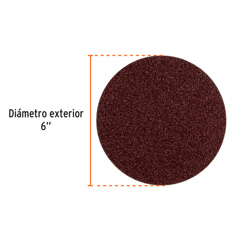 Paquete c/3 discos de lija 6' grano 40, para PUL-4X6T | D40-PUL-4X6 | 16162