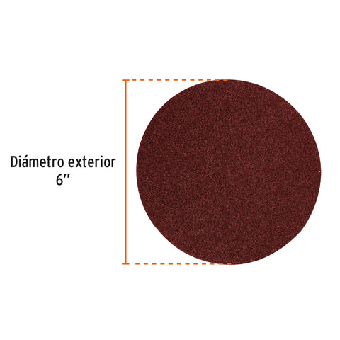 Paquete c/3 discos de lija 6' grano 80 para, PUL-4X6T | D80-PUL-4X6 | 16164