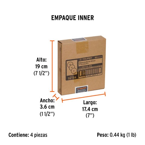 Paquete c/3 discos de lija 6' grano 80 para, PUL-4X6T | D80-PUL-4X6 | 16164