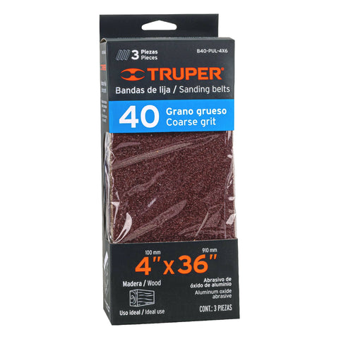 Caja con 3 bandas de lija 4' x 36' grano 40 para PUL 4x6 | B40-PUL-4X6 | 16167