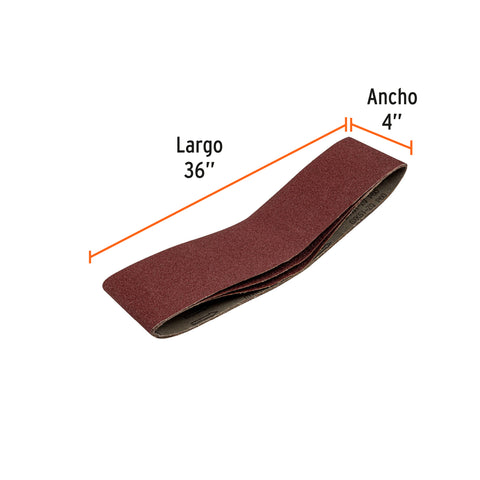 Caja con 3 bandas de lija 4' x 36' grano 60 para PUL 4x6 | B60-PUL-4X6 | 16169