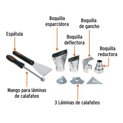Pistola de calor 2000W con 9 accesorios, TRUPER PRO | PISCA-A | 16432