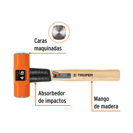 Marro octagonal 4 lb, mango de madera 12', Truper | MD-4M | 16508