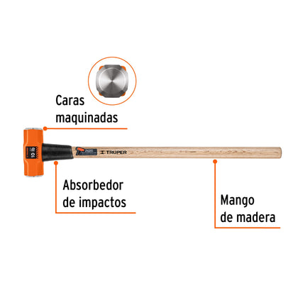 Marro octagonal 10 lb, mango de madera 36', Truper | MD-10M | 16512