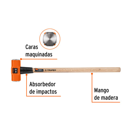 Marro octagonal 14 lb, mango de madera 36', Truper | MD-14M | 16514