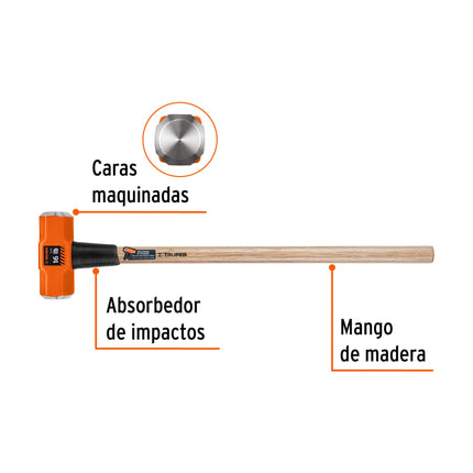 Marro octagonal 16 lb, mango de madera 36', Truper | MD-16M | 16515