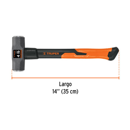 Marro octagonal 4 lb, mango de fibra de vidrio 14', Truper | MD-4F | 16536