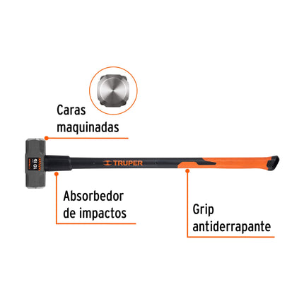Marro octagonal 10 lb, mango fibra de vidrio 36', Truper | MD-10F | 16540