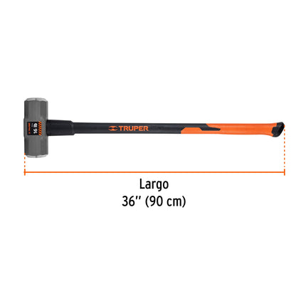Marro octagonal 16 lb, mango fibra de vidrio 36', Truper | MD-16F | 16546