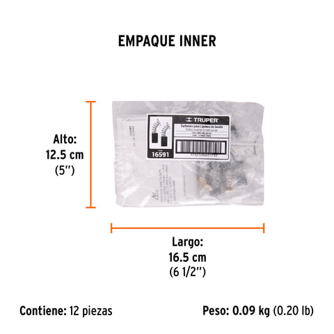 Bolsa con 2 carbones de repuesto para LIBA-3x21N2, TRUPER | CB-LB-3X21N2 | 16591