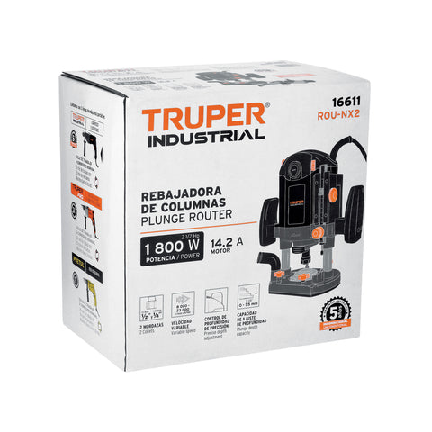 Router (Rebajadora) 1800W, 2-1/2 HP, TRUPER INDUSTRIAL | ROU-NX2 | 16611