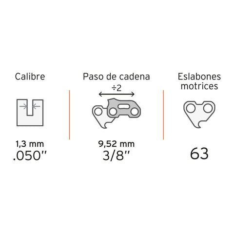 Cadena de repuesto 18' p/motosierra eléctrica, TRUPER | CAMO-18E | 16629