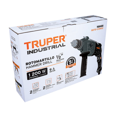 Rotomartillo 1/2', 1200W, TRUPER INDUSTRIAL | ROTO-1/2NX2 | 16666