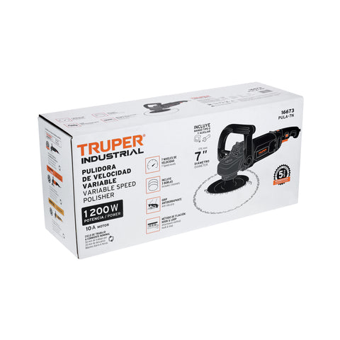 Pulidora velocidad variable 7', 1200W, TRUPER INDUSTRIAL | PULA-7N | 16673