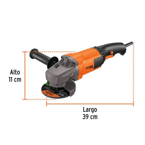 Esmeriladora angular 4-1/2', 1300W, TRUPER PRO | ESMA-4-1/2A10 | 16684
