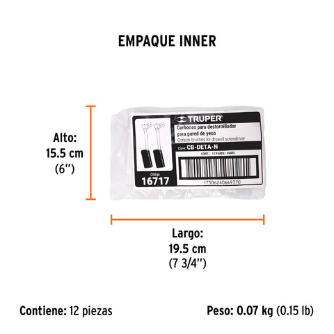 Bolsa con 2 carbones de repuesto para DETA-N, TRUPER | CB-DETA-N | 16717