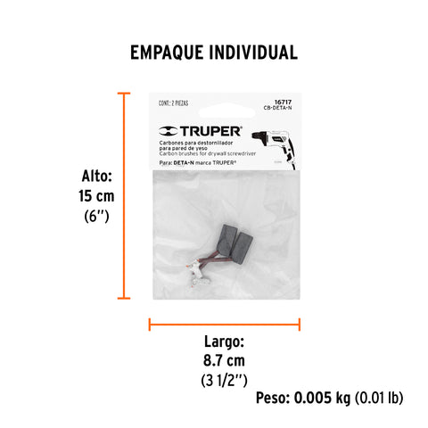 Bolsa con 2 carbones de repuesto para DETA-N, TRUPER | CB-DETA-N | 16717