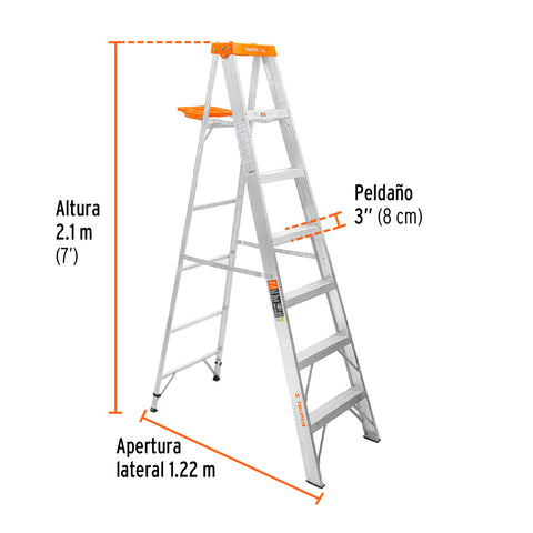 Escalera de tijera tipo II 6 peldaños y bandeja, Truper | EST-26 | 16744