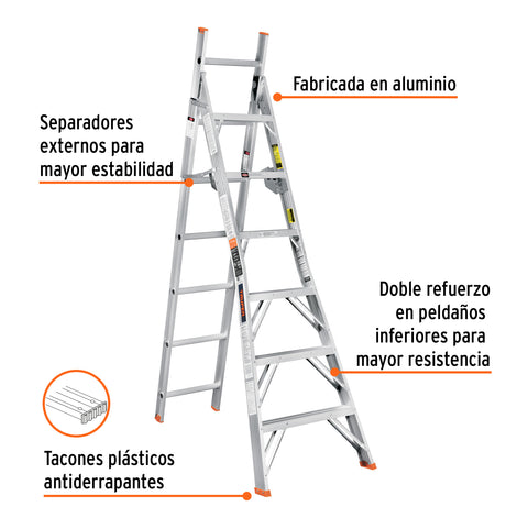 Escalera convertible, tipo ll, 13 escalones, TRUPER | ESC-213 | 16746