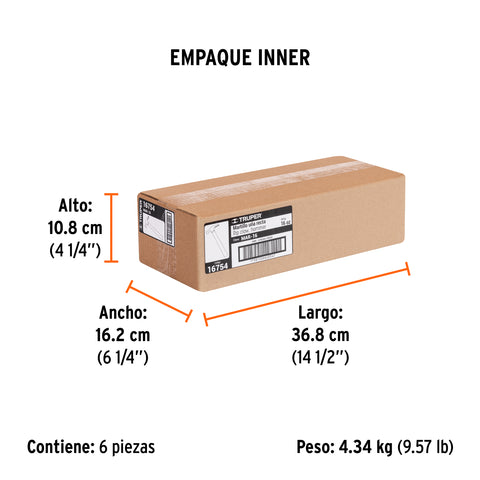 Martillo pulido, 16 oz, uña recta, mango madera, TRUPER | 42430 | 16754