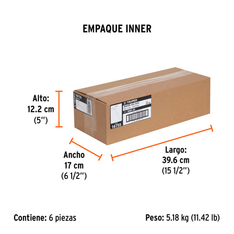 Martillo pulido, 20 oz, uña recta, mango madera, TRUPER | 43891 | 16755