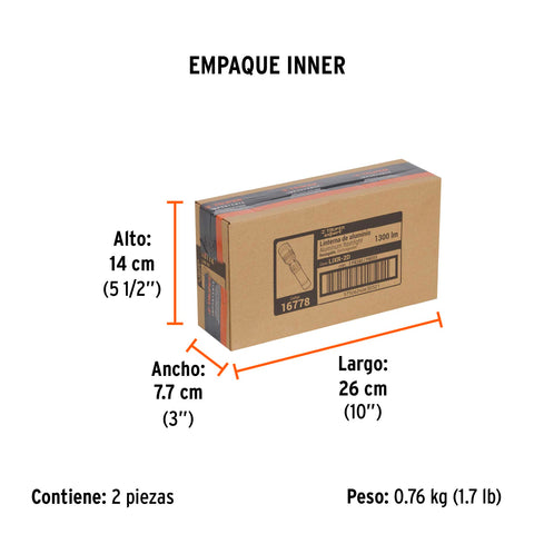 Linterna LED recargable, de aluminio,1,300 lm, TRUPER EXPERT | LIXR-2D | 16778