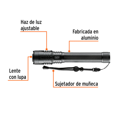Linterna LED recargable, de aluminio,2,000 lm, TRUPER EXPERT | LIXR-3D | 16779