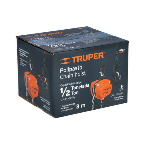 Polipasto de cadena de 1/2 ton, Truper | POL-1/2 | 16823