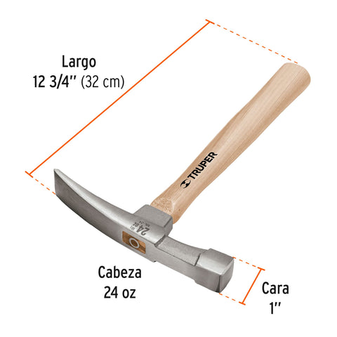 Martillo 24 oz ladrillero, mango 12', Truper | ML-24 | 16861