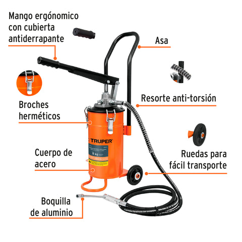 Bomba inyectora de grasa, 5 kg, Truper | BOMIN-5 | 16866
