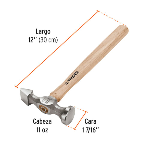Martillo desabollador 11 oz tipo cincel, mango 12', Truper | MATE-11 | 16870