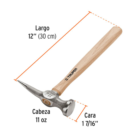 Martillo desabollador 11 oz punta larga, mango 12', Truper | MADE-11 | 16872