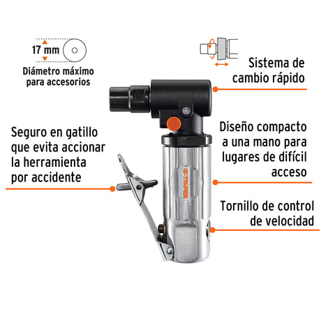 Rectificador neumático 1/4' angular, Truper | TPN-875-2 | 16886