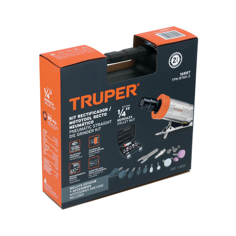 Kit de mini esmeriladora 1/4' con estuche plástico, Truper | TPN-876K-2 | 16887