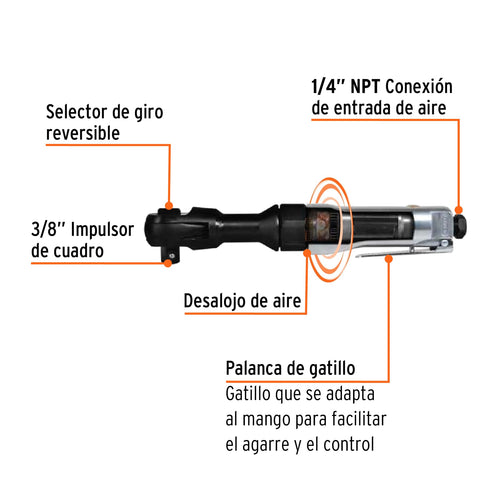 Matraca de impacto neumática 3/8', Truper | TPN-886-2 | 16888