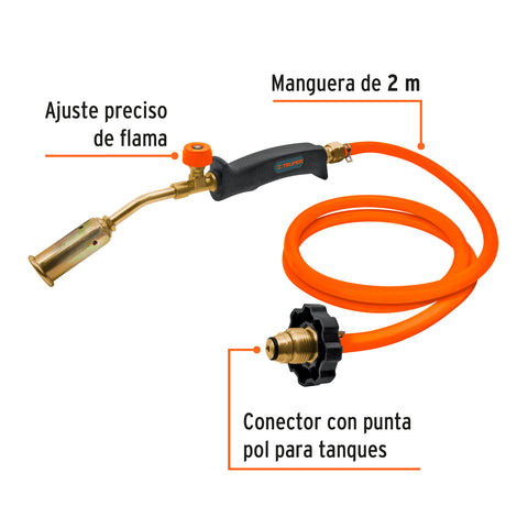 Soplete con manguera para gas de 7/8' 200 PSI, TRUPER | SOP-200 | 16920