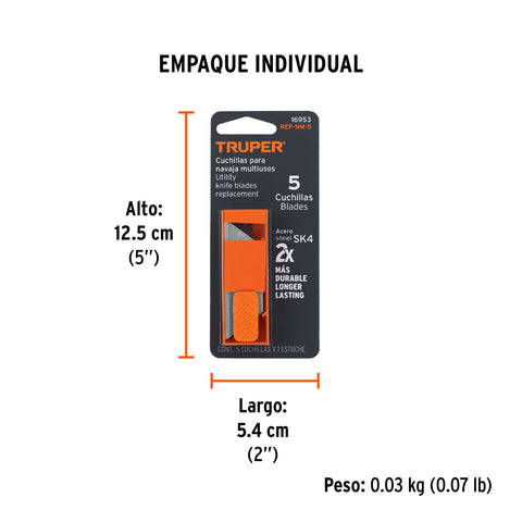 Dispensador con 5 cuchillas para NV-7 y NM-7, Truper | REP-NM-5 | 16953