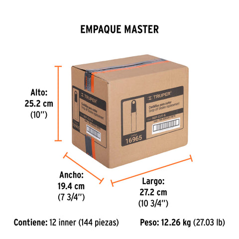 Estuche con 10 cuchillas SK4 de 18 mm para cutter, Truper | REP-CUT-6 | 16965