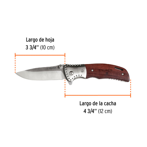 Navaja abatible 4-3/4' mango de madera, Truper | NV-5 | 17023