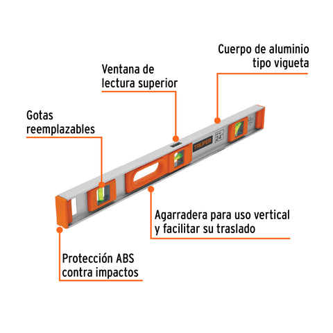 Nivel profesional de 24' con protección de ABS, Truper | NP-24 | 17036