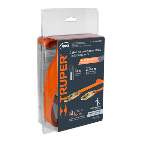 Cable de posicionamiento de 1.8 m cinta de poliester, ANSI | CAB-5488-18-A | 17043